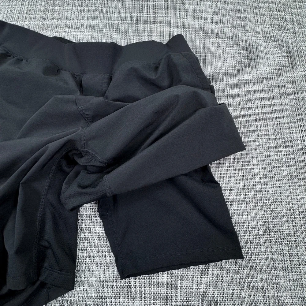 Fabletics Men's Lined Athletic Shorts Black Approx Medium Training Zip Pocket